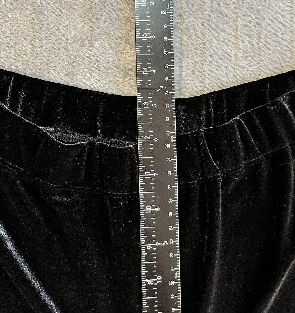 Women’s Lands' End Black Velvet Pants Size Med Elastic Waist Wide Leg Holiday - Picture 11 of 14
